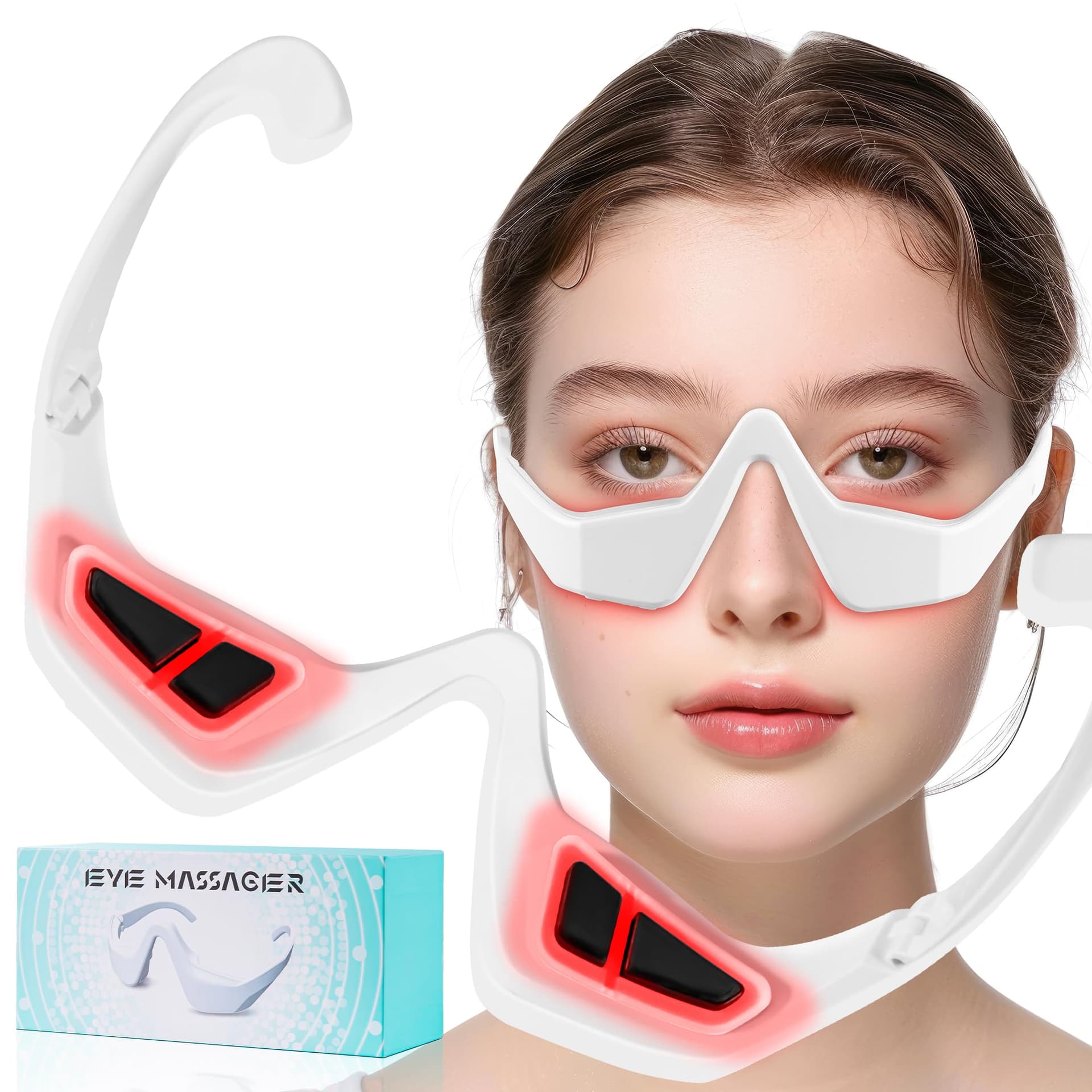 Eye Massager Portable Anti-Aging Vibration Light Function Lightweight Design for Wrinkle Reduction Dark Circle Minimization White