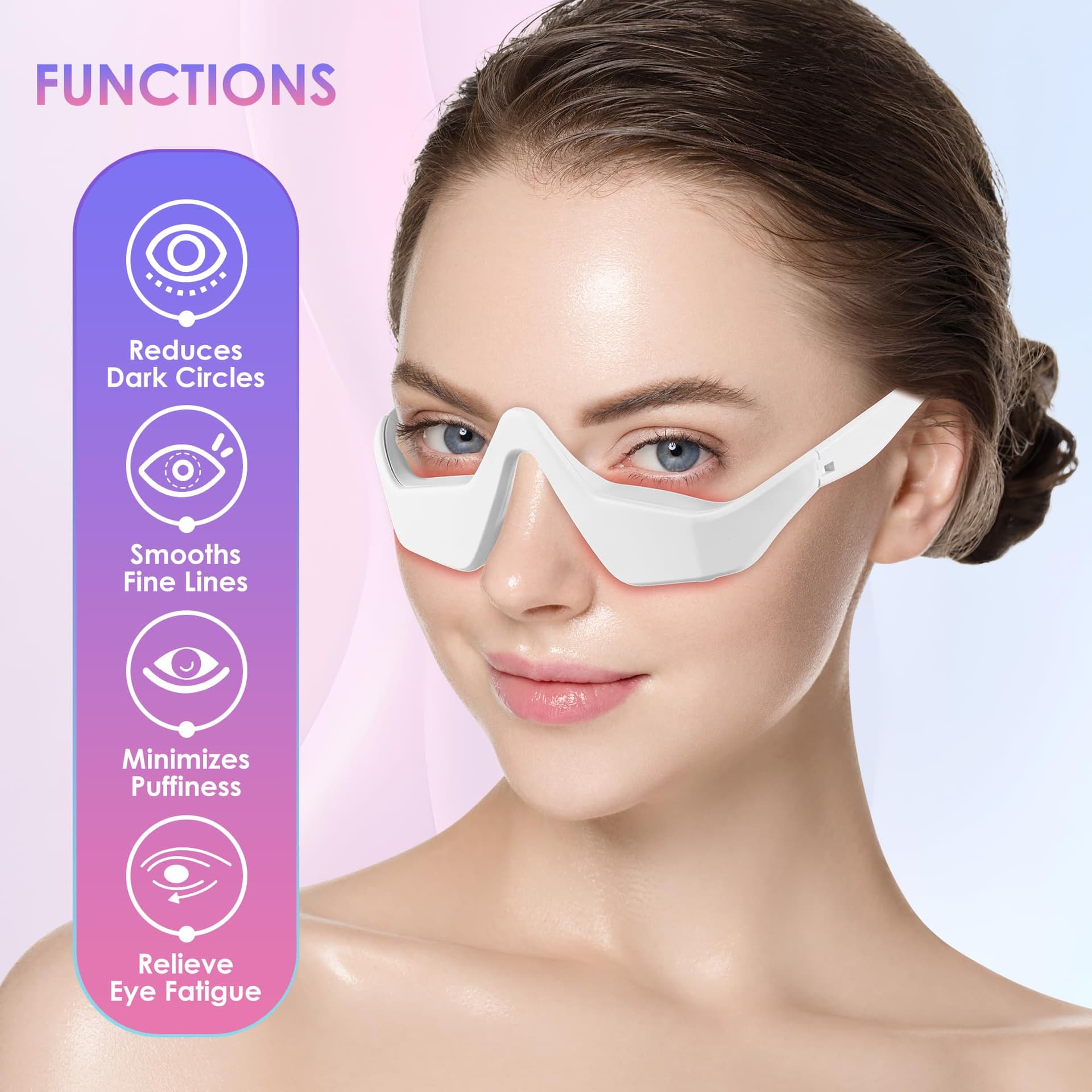 Eye Massager Portable Anti-Aging Vibration Light Function Lightweight Design for Wrinkle Reduction Dark Circle Minimization White