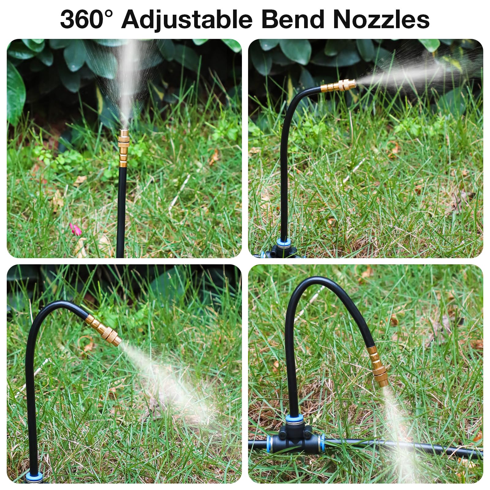 Drip Irrigation System, No 1/4 Pipe, only 12pcs Adjustable Copper Nobbles and Quick Connectors