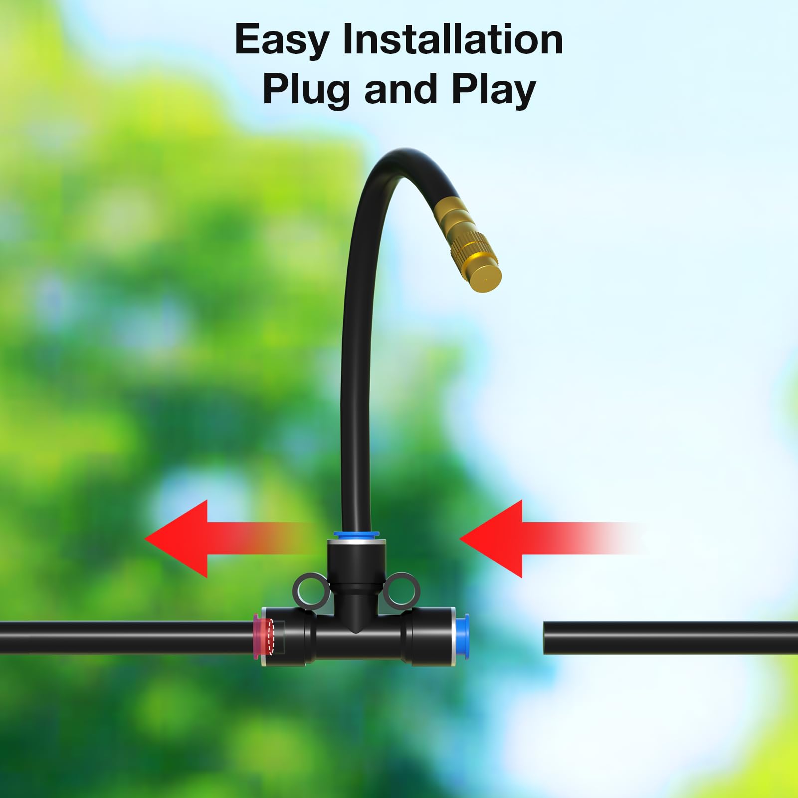 Drip Irrigation System, No 1/4 Pipe, only 12pcs Adjustable Copper Nobbles and Quick Connectors