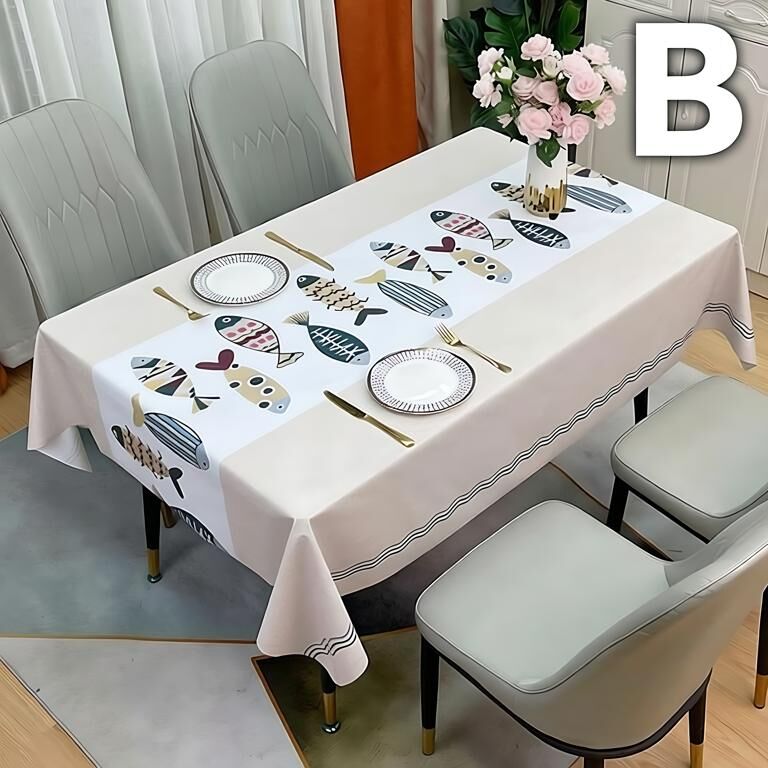 Waterproof Oilproof Washable Heat-Resistant PVC Tablecloth - 5 Patterns & Sizes for Home, Restaurant & Picnic Dining（B,200*138）