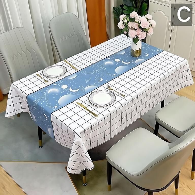 Waterproof Oilproof Washable Heat-Resistant PVC Tablecloth - 5 Patterns & Sizes for Home, Restaurant & Picnic Dining（B,200*138）