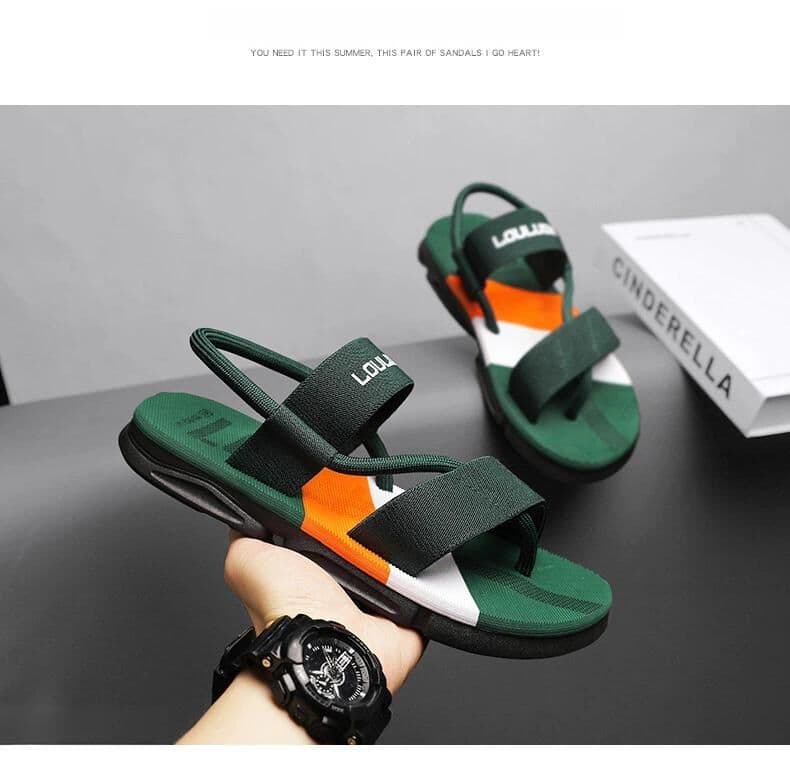 Men's Convertible Sandals Slippers Outdoor Non-Slip EVA Thick-Sole Beach Shoes Green