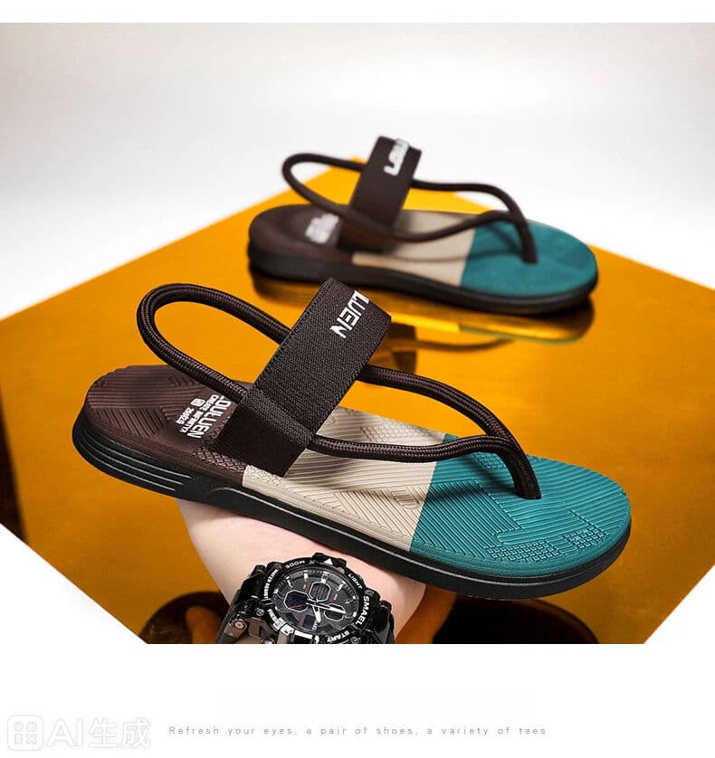 Men's Sandals Non-Slip EVA Lightweight Thick-Sole Casual Sports Beach Slippers Brown Size 41