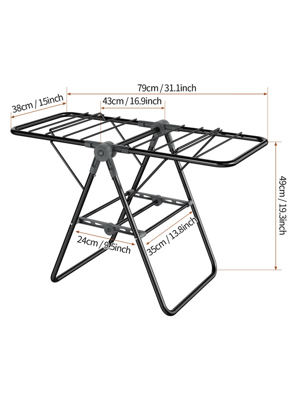 2-Tier Foldable Clothes Drying Rack for Balcony Bay Window-White