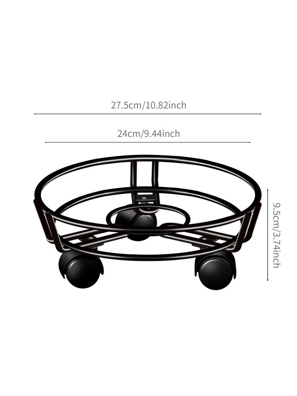 Movable Iron Potted Plant Stand for Home Garden Decoration-Black