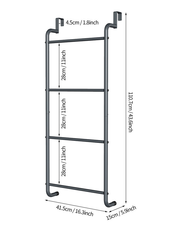 Over The Door Towel Rack Metal Behind Door Hanger for Bathroom Bedroom-Grey