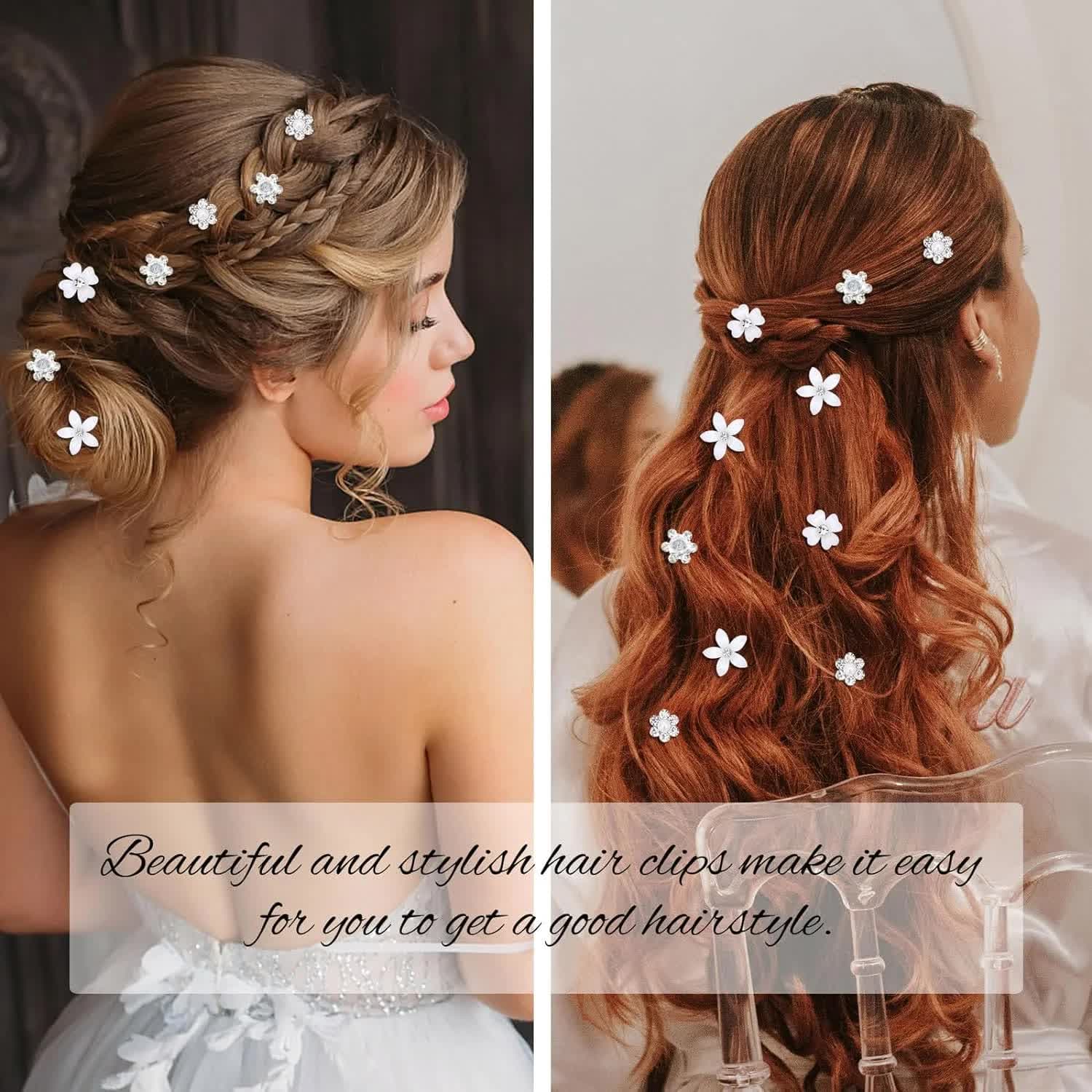 Mini Rhinestone Hair Pins Cute Small Decorative Wedding Bridal Barrettes 4 Flower Patterns