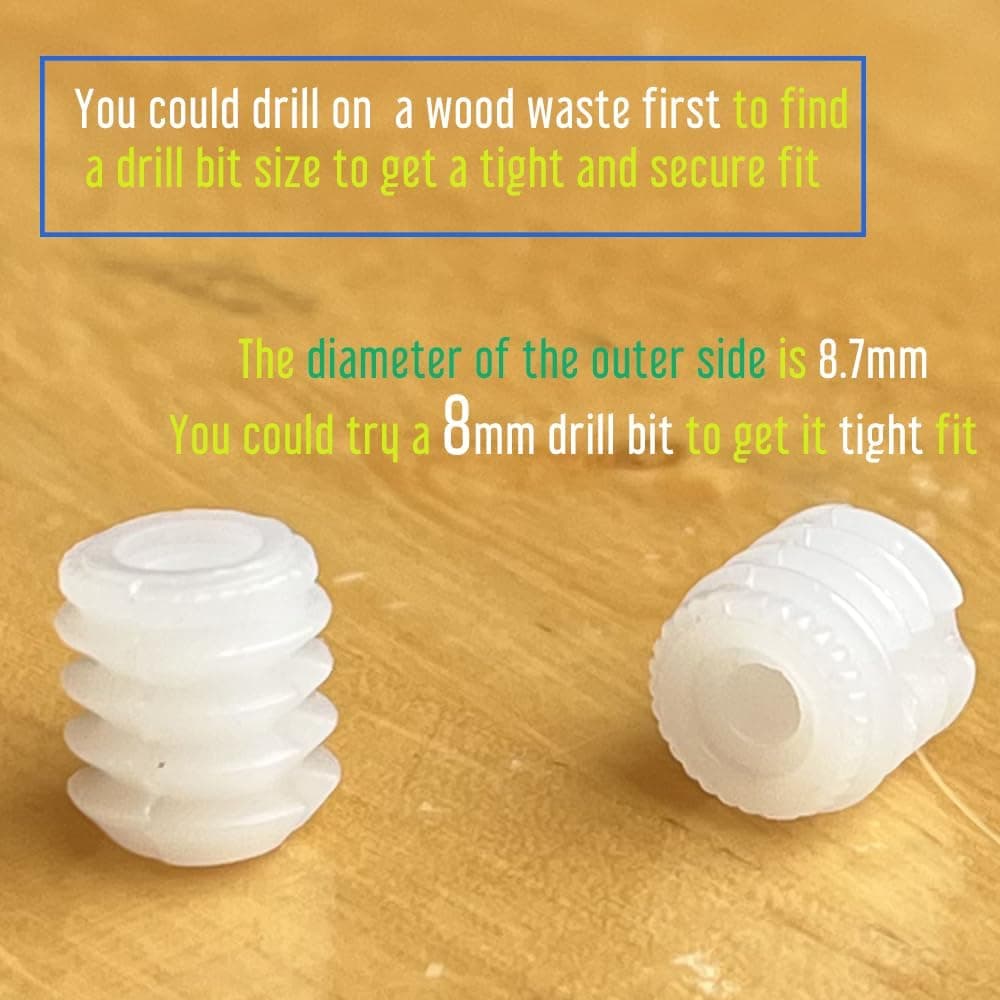 Plastic Hinge Dowel Inserts 8.75 x 10 mm 100 Pieces