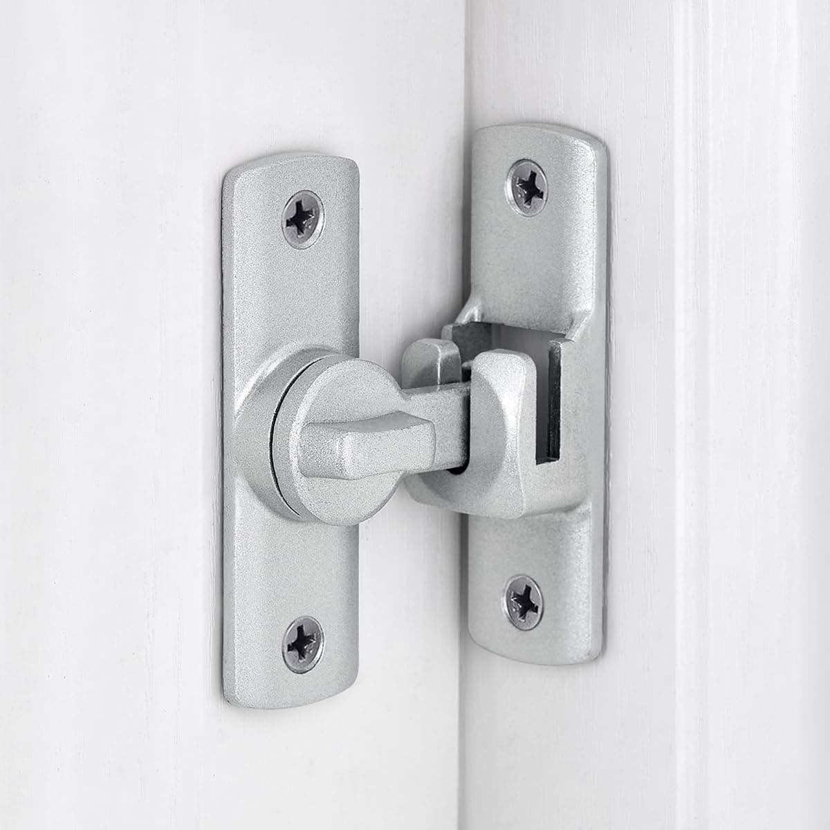 Barn Door Latch Aluminum Alloy 90/180 Degree Right Angle Lock Silvery