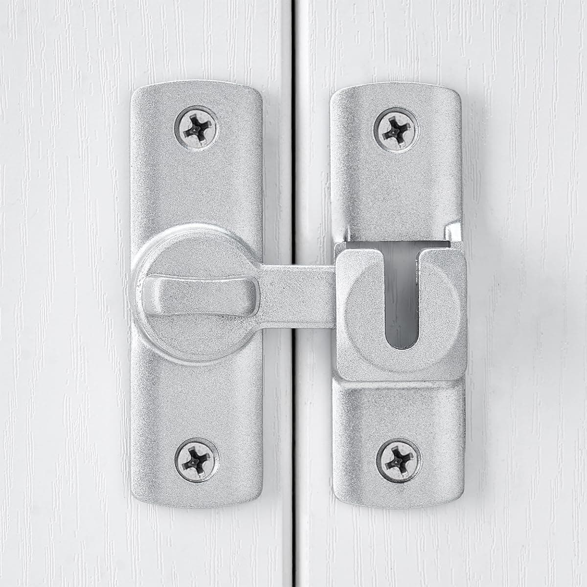 Barn Door Latch Aluminum Alloy 90/180 Degree Right Angle Lock Silvery