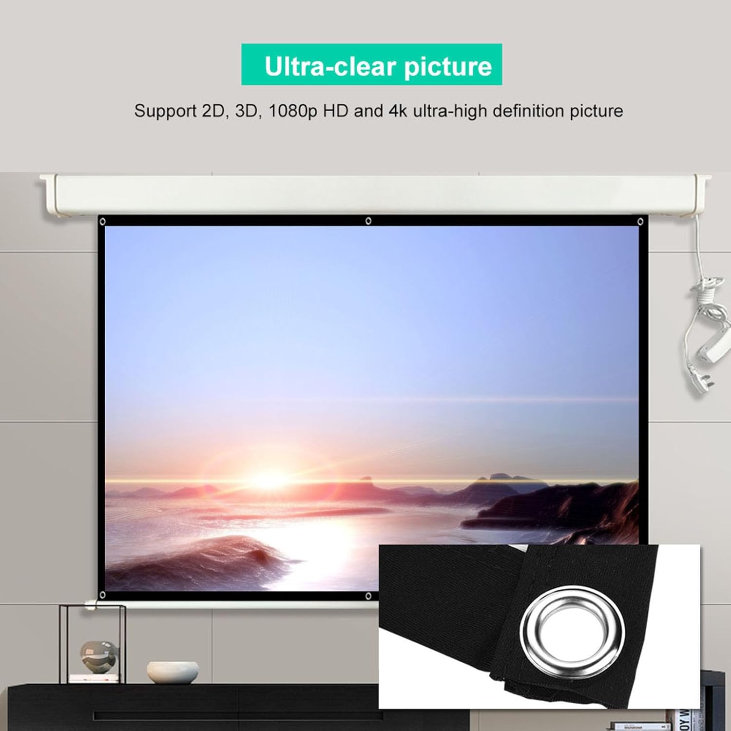 Portable 100 Inch 16:9 Projector Screen Foldable Home Theater Indoor Outdoor Movie Screen