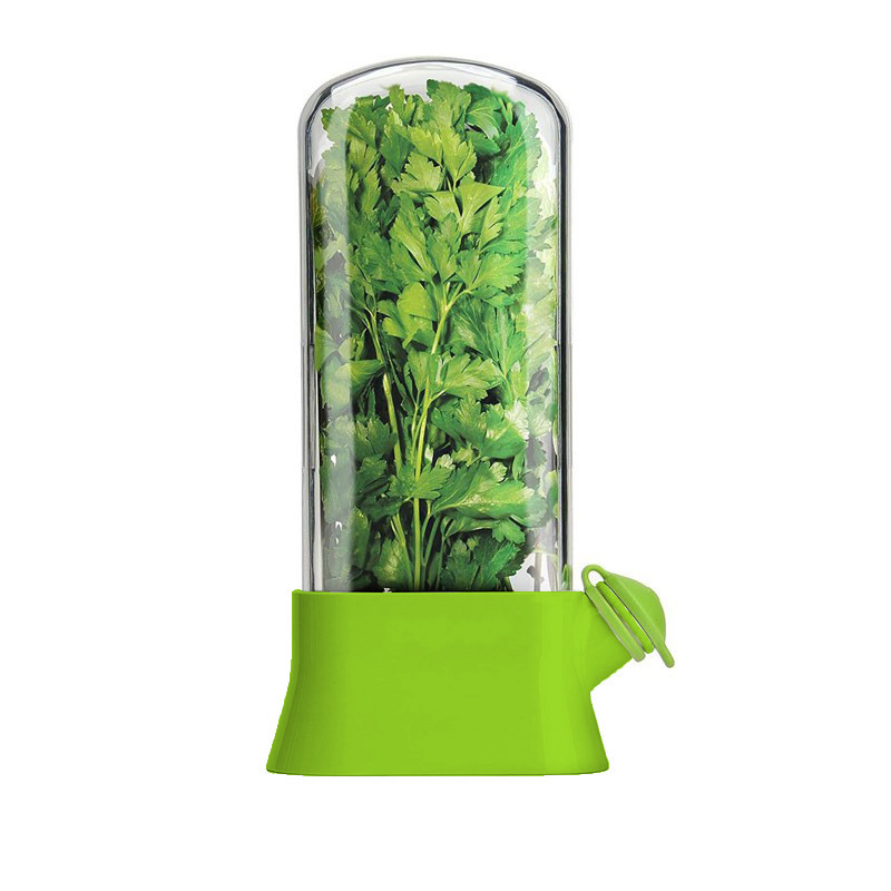 Herb Keeper | Extends freshness up to 3 weeks | Hydroponic Herb/Cilantro Preservation Jar - Kitchen Herb Vase with Drainage Valve（White）