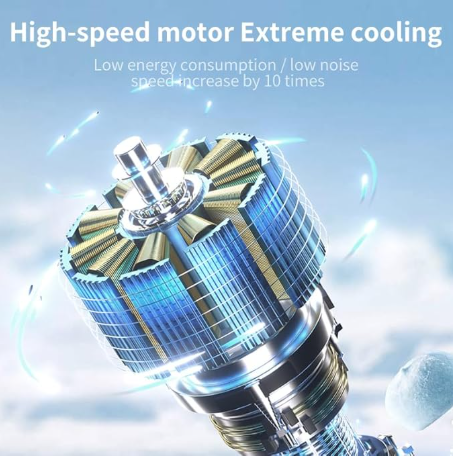 Portable Fan Handheld Mini Turbo Fan Battery ， High Speed Powerful Ice Cooling 5 Speed Adjustable Rechargeable Personal Fans for Beach Camping Travel Working （Starry Gray）