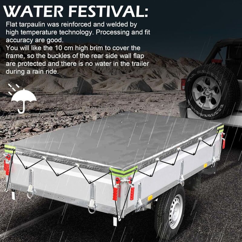 Flat Trailer Cover - 208 X 114 X 13 Cm - Dustproof - For 750 Kg Trailer - Grey