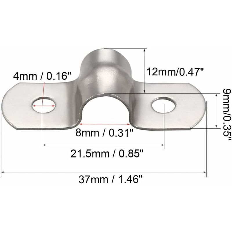 50 pcs 8Mm U-Tube 304 Stainless Steel Pipe Clamps Rigid Pipe Clamps U-Clamps For Pipe Fixing