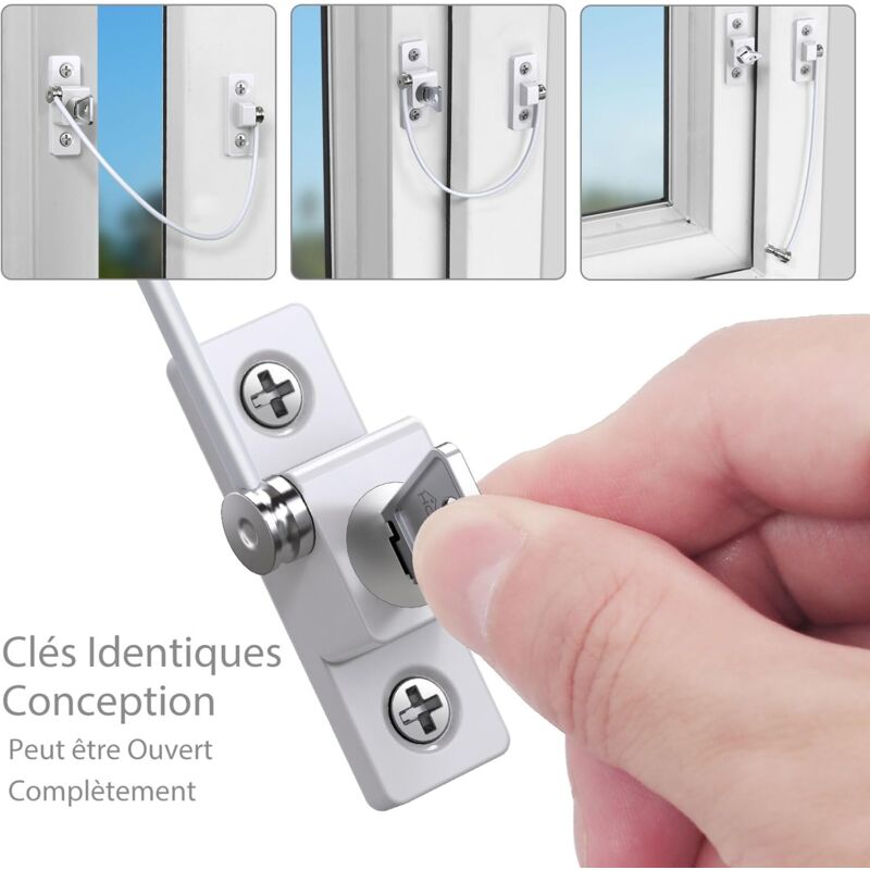Child Window Safety, 2 pcs Zinc Alloy Child Window Protection Pvc Child Safety Window Lock With Screws And Keys,
