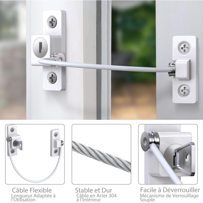 Child Window Safety, 2 pcs Zinc Alloy Child Window Protection Pvc Child Safety Window Lock With Screws And Keys,
