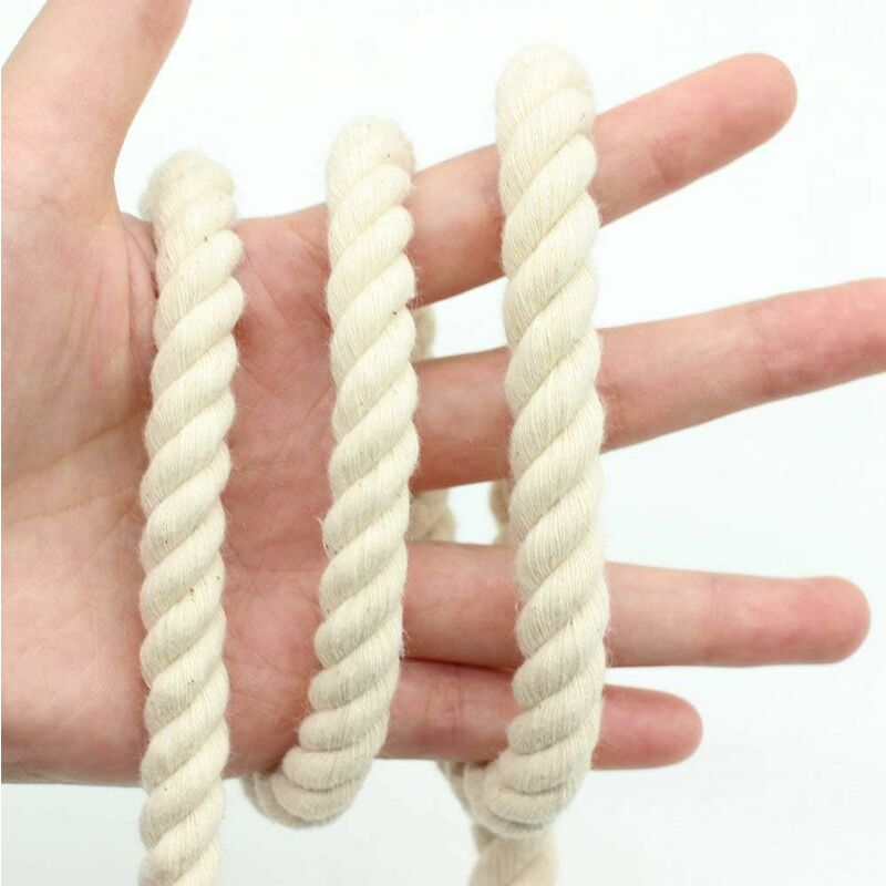 100% Cotton Twisted Soft Cord For Macrame, Knitting, Wall Hangings, Crafts - 10M X 10Mm