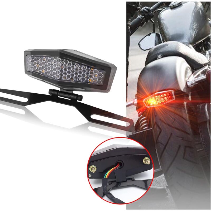 Motorcycle LED Tail Light With License Plate Lamp Holder Integrated Turn Signals Brake Light Universal For Motorcycle