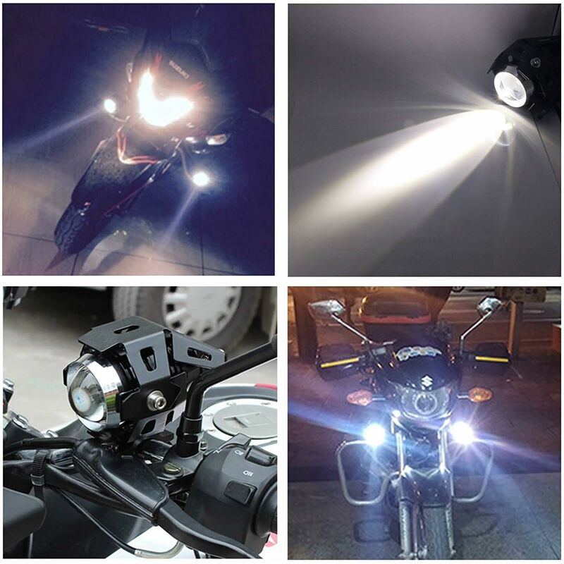 2 pcs 125W Motorcycle Headlight Extra LED Fog Light Motorbike Spotlight 1200Lm U5 Waterproof Motorcycle Scooter 4