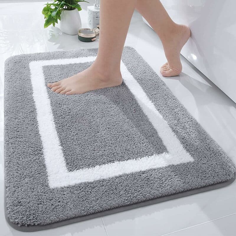 Non-Slip Bath Mat, Soft Microfiber Bathroom Mat, Absorbent High Pile Bath Mat, Machine Washableable - 40 X 60 Cm - Grey