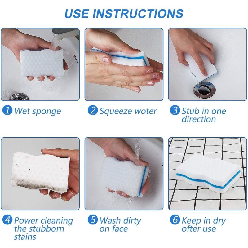 Magic Sponges, 24 pcs Extra Thick Melamine Cleaning Sponge - Magic Eraser For Bathroom, Pool, Kitchen, Floor, Wall
