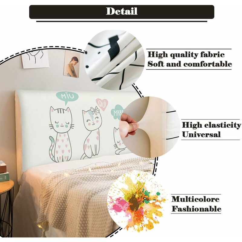 Headboard Covers, Stretch Printing Dustproof Bed Headboard Cover Dustproof Protector For Headboard, Modern Bedroom