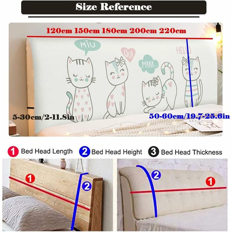 Headboard Covers, Stretch Printing Dustproof Bed Headboard Cover Dustproof Protector For Headboard, Modern Bedroom