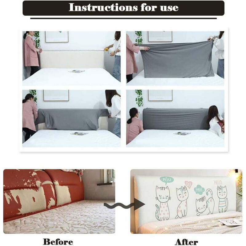 Headboard Covers, Stretch Printing Dustproof Bed Headboard Cover Dustproof Protector For Headboard, Modern Bedroom