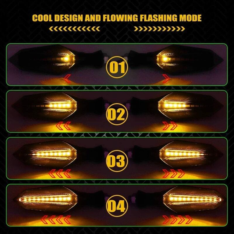 4 pcs 12V Universal Motorcycle Turn Signal Indicator Amber Light Dual Color 17 LED Blue Amber Lamp