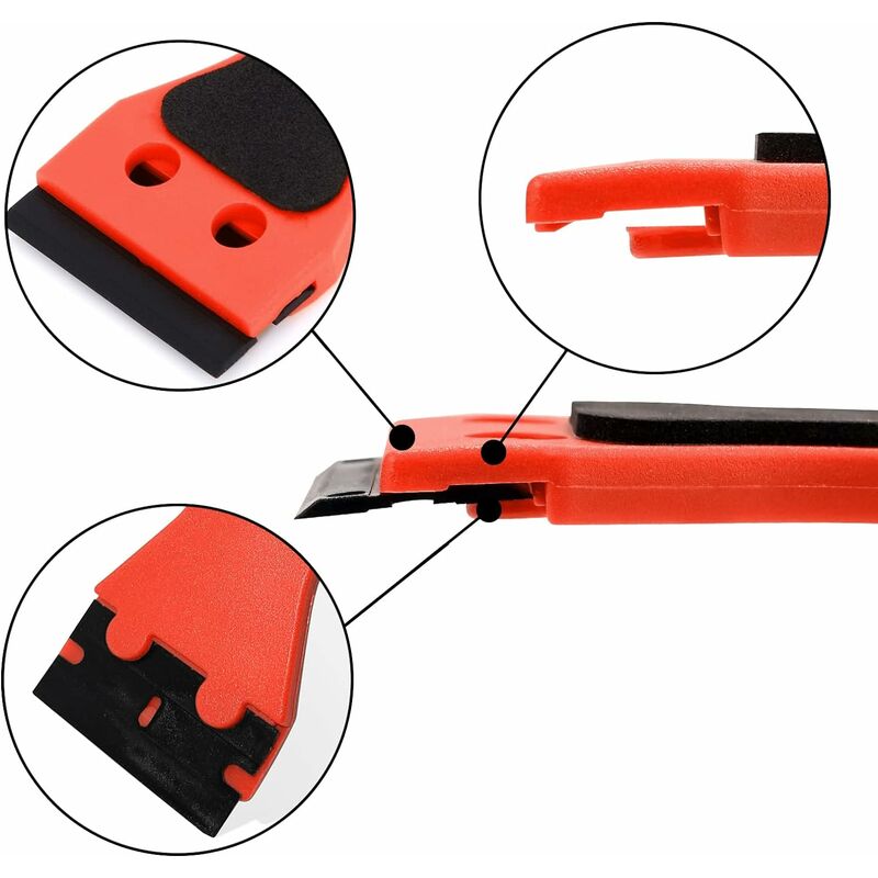 2 Plastic Scraper With 100 Squeegees, Long Handle Scrapers, For Removing Labels, Glue, Paint, Stickers And Decals, Red