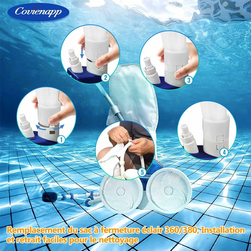 2 Pack Pool Cleaner Filter Bags Fits Polaris360 And 380 Pool Cleaner Zippered And Adjustable Design In White