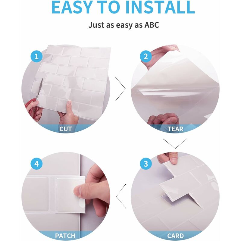 10 pcs White Subway Tiles Self Adhesive Kitchen Bathroom Backsplash 3D Vinyl Brick Adhesive Paper 30X30Cm