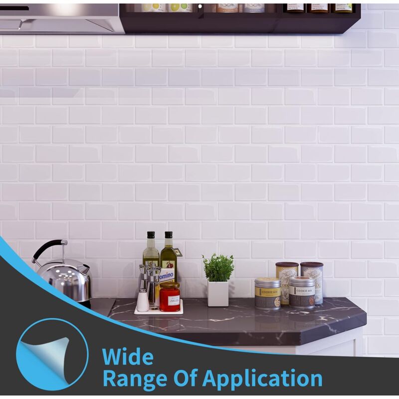 10 pcs White Subway Tiles Self Adhesive Kitchen Bathroom Backsplash 3D Vinyl Brick Adhesive Paper 30X30Cm