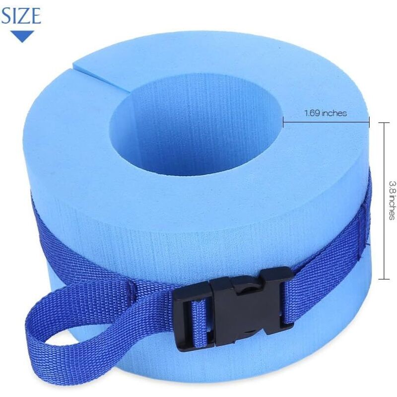 Foam Swimming Armbands, Water Aerobics Float Ring, Ankle Arm Belts With Quick Release Buckle 2 Pack, Blue