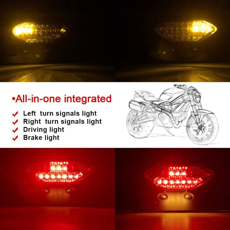 20 LED Motorcycle Tail Light Integrated Motorcycle LED Brake Light & Turn Signal Light Motorcycle LED Driving Lights