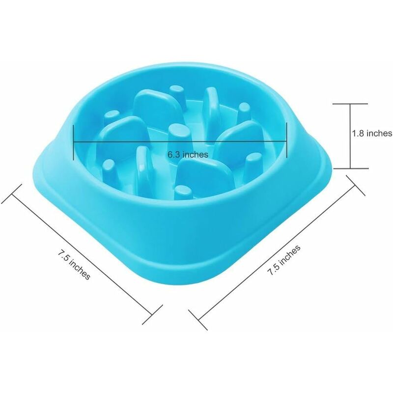Slow Feeder Dog Bowl, Interactive Slow Feeder For Pets, Durable Square Non-Slip Pet Drinking Water Bowl Blue
