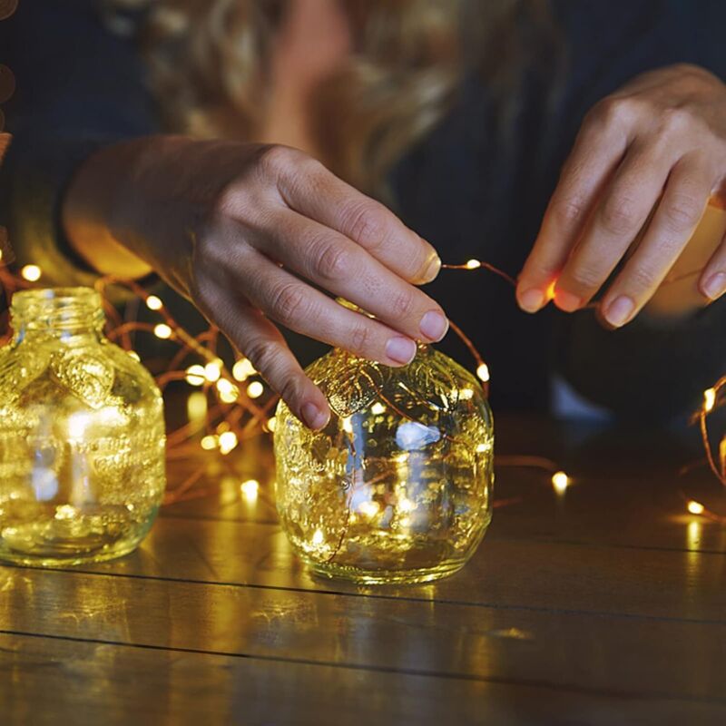 LED String Lights, [1 Pack] Battery Operated Fairy Lights With 5M 50 Warm White LEDs On Silver Wire For Bedroom, Party,