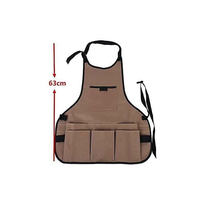 Gardening Apron 14 Pockets 600D Oxford Adjustable Protective Apron Brown