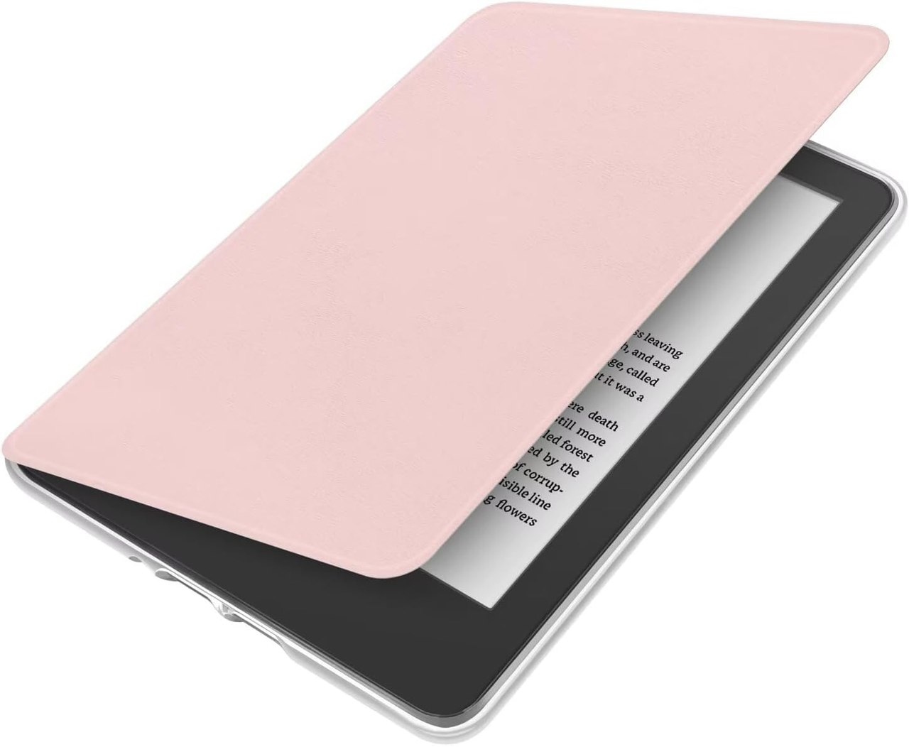 360° Rotating & Detachable Magnetic Case for 7" Kindle Paperwhite 12th Generation (2024) – Auto Wake/Sleep, Hands-Free Stand, Clear Back Cover(pink)