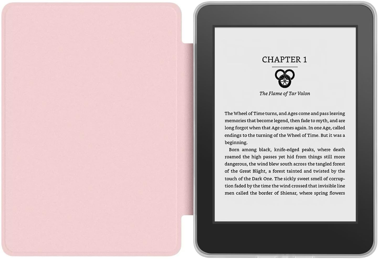 360° Rotating & Detachable Magnetic Case for 7" Kindle Paperwhite 12th Generation (2024) – Auto Wake/Sleep, Hands-Free Stand, Clear Back Cover(pink)