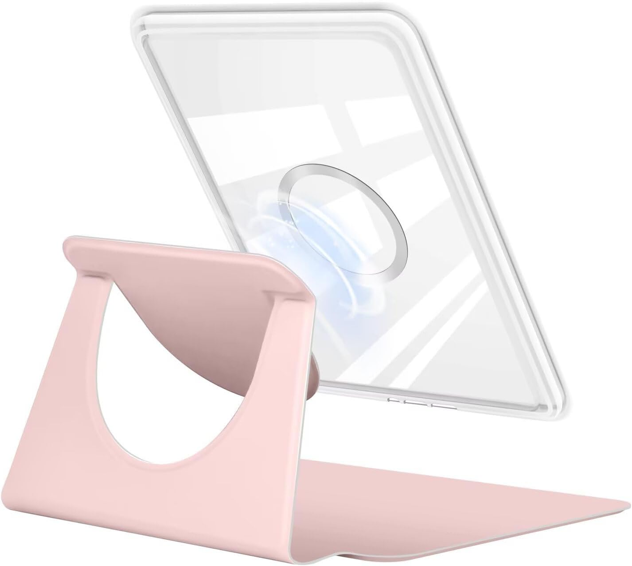 360° Rotating & Detachable Magnetic Case for 7" Kindle Paperwhite 12th Generation (2024) – Auto Wake/Sleep, Hands-Free Stand, Clear Back Cover(pink)