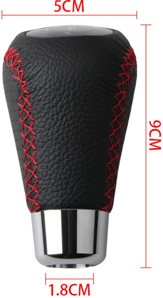 Gear shift lever - Manual gear shift lever - 5-speed transmission - Gear shift lever - Manual transmission - Black leather stitching - Universal gear shift lever (black)