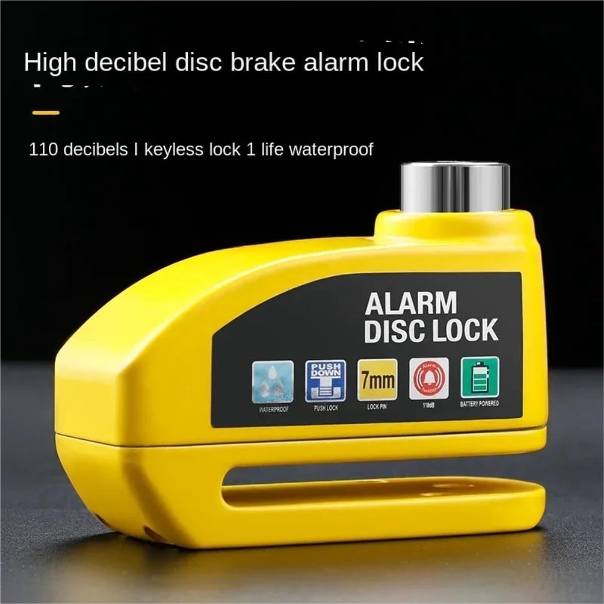 Brake disc lock with alarm - With reminder cable - 7 mm - Motorcycle lock - Scooter lock
