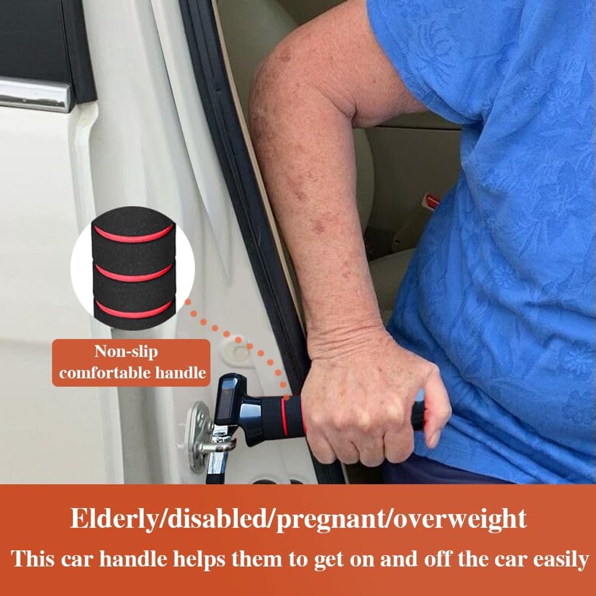Set of 2 multifunctional car door handles, as an aid for getting in and out of cars, making it easier for disabled people / the elderly / small children / pregnant women / injured people to get in and out of the car