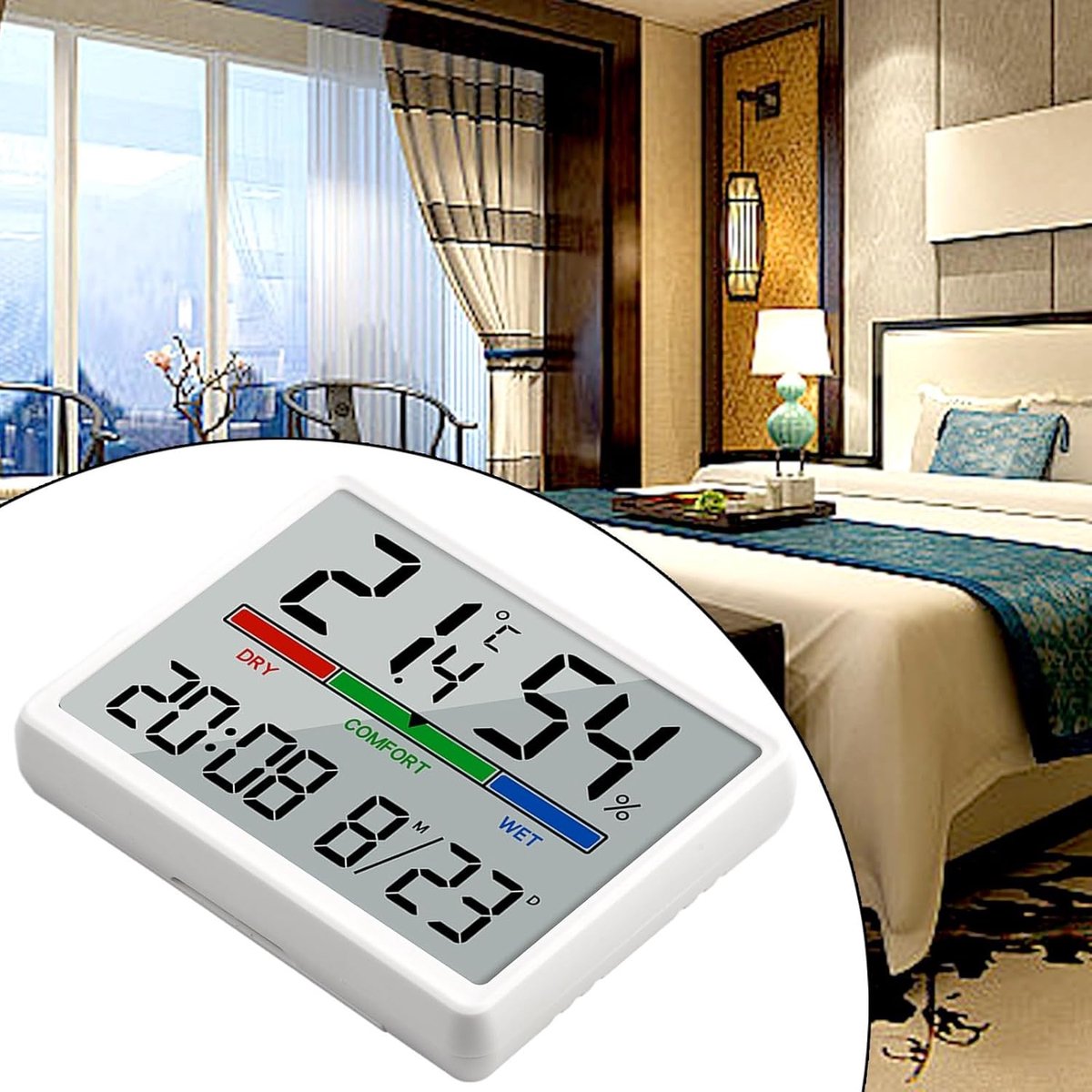 Wekker - Digital Alarm Clock - Weather Station - Room Thermometer - Digital Bathroom Clock - Shower Timer - Kitchen Thermometer - Gym - Bedroom - Kitchen - Office - Christmas Gifts - Wit