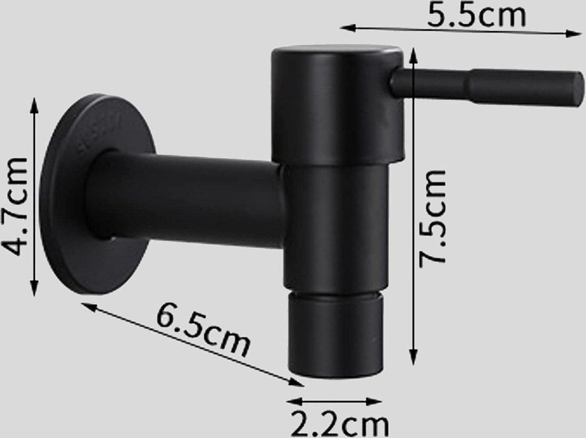 Single black stainless steel wall-mounted cold water kitchen faucet - Bathroom garden faucet - Sink faucet - Cold water bathroom faucet - Garden