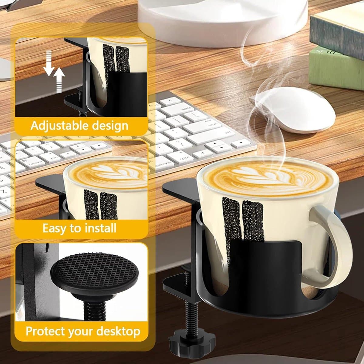 Tabletop Cup Holder Adjustable Portable 9.5 cm Diameter Universal for Bottles Coffee Cups Water Cups