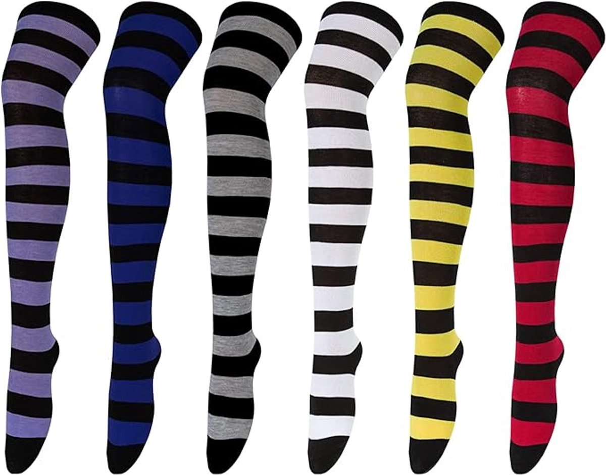 Socks - Women's Knee-High Socks - High Knee-High Socks - Sexy Socks - Women's Knee-High Socks - Stockings - Leg Warmers - Casual Outfit - Role Play - 6 Pairs